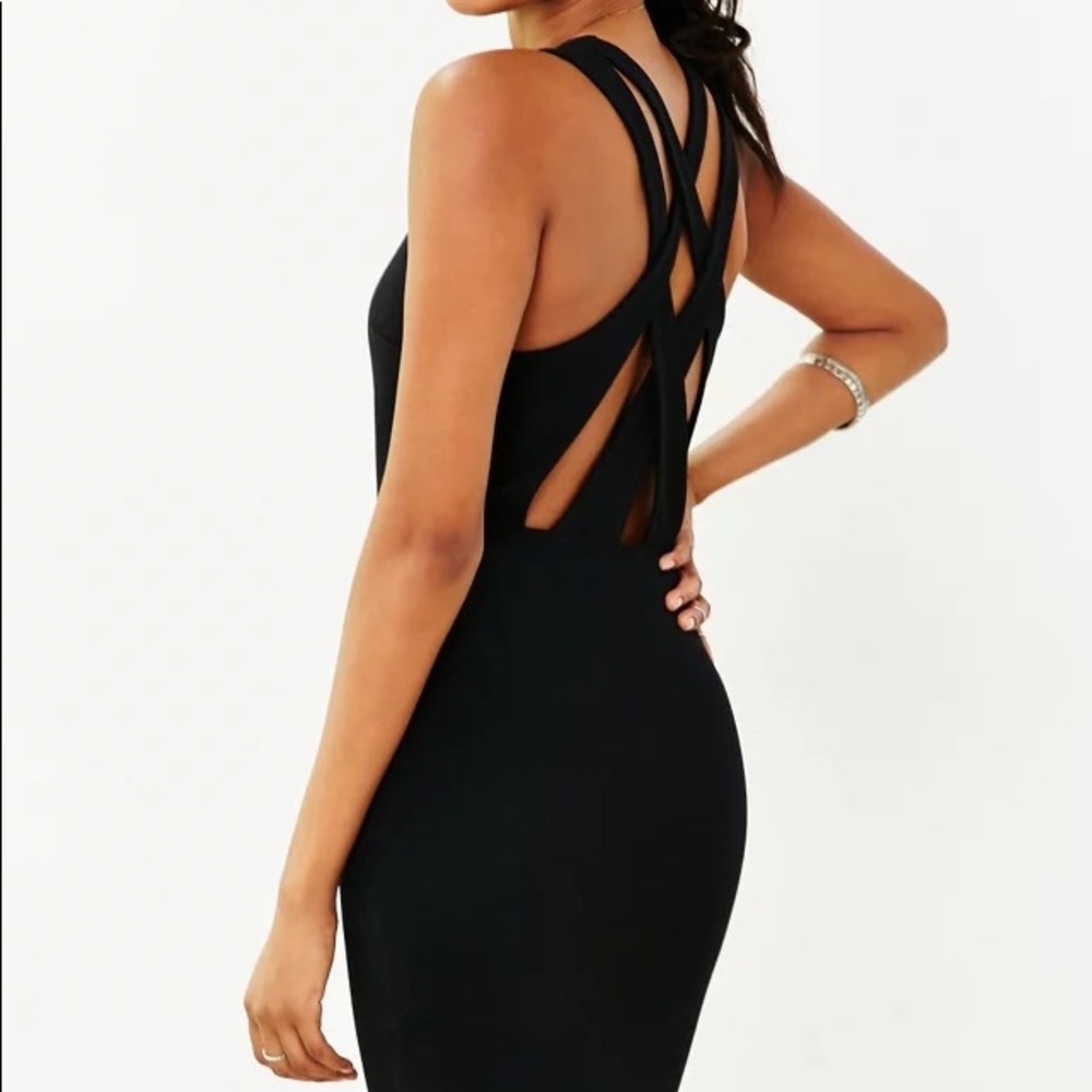 Urban Outfitters Black Bodycon Mini Cross Back Dress